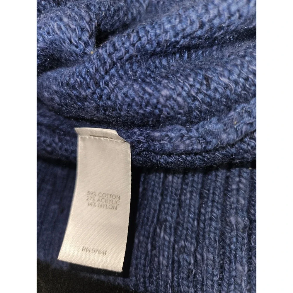 J. Jill Womens Blue Marl Turtleneck Oversized Cotton Blend Sweater XS SSW254071